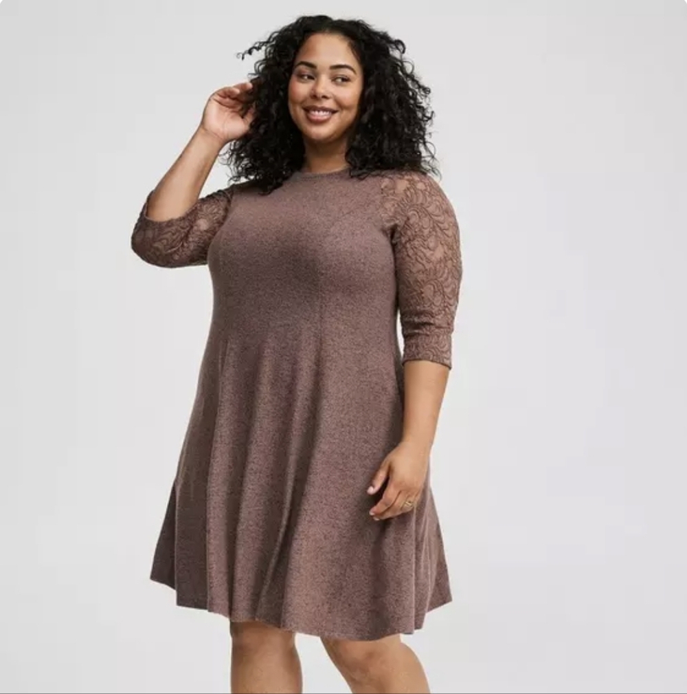 Torrid Mini Lace Sleeve Raglan Sweatshirt Dress Size 1X NWT